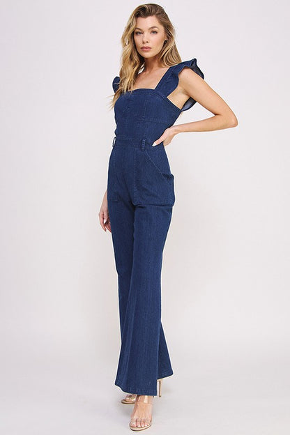 Rylee Denim Ruffle Jumpsuit