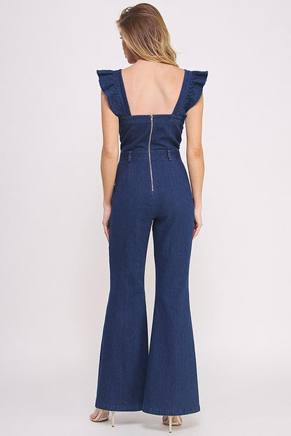 Rylee Denim Ruffle Jumpsuit