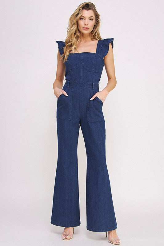 Rylee Denim Ruffle Jumpsuit