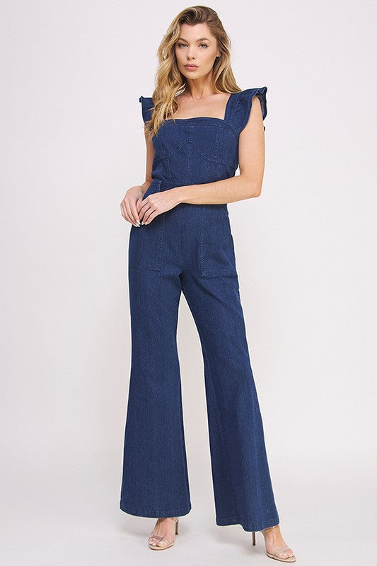 Rylee Denim Ruffle Jumpsuit