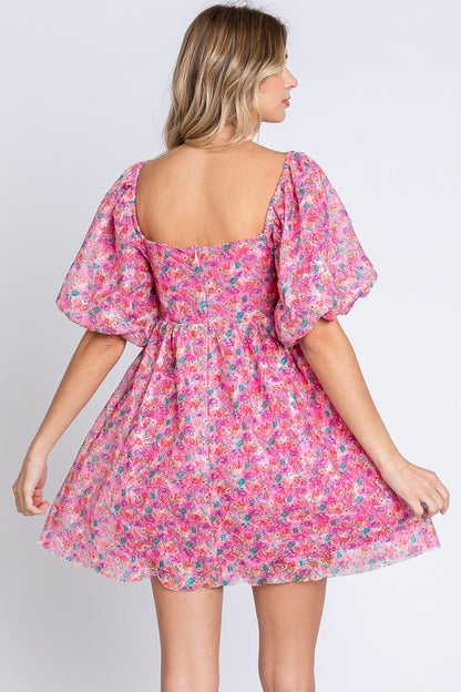 Odelia Sequin Floral Mini Dress