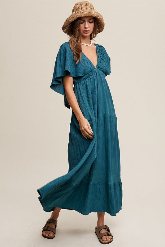 Annabelle Ruffle Sleeve Maxi Dress