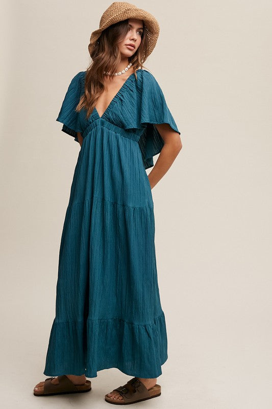 Annabelle Ruffle Sleeve Maxi Dress