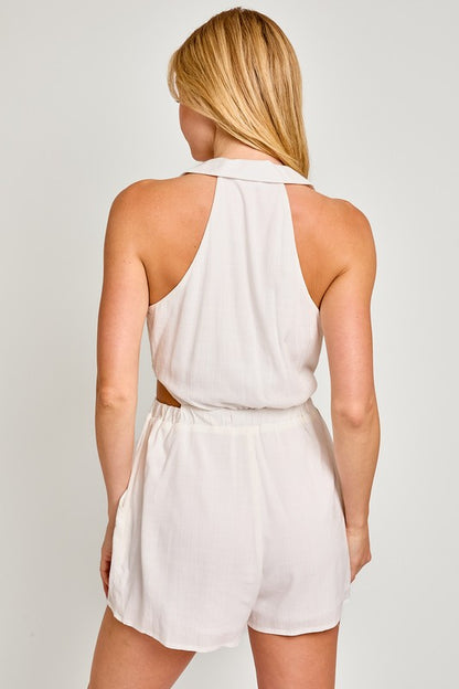 Esther Collared Sleeveless Romper