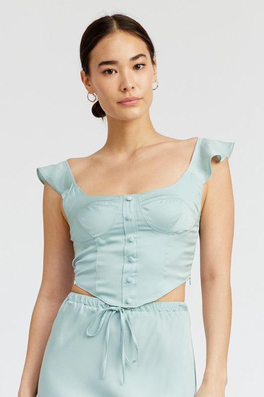 Mina Ruffle Sleeve Bustier Top - Set