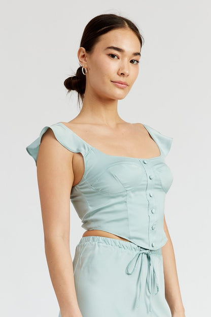 Mina Ruffle Sleeve Bustier Top - Set