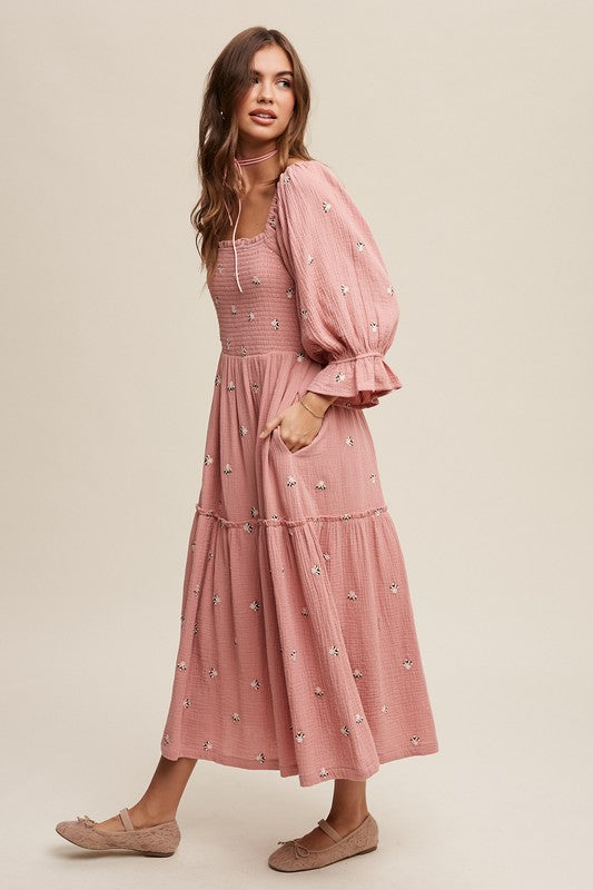 Beryl Floral Embroidery Maxi