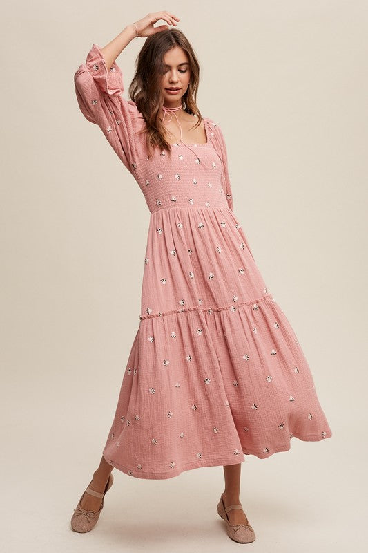 Beryl Floral Embroidery Maxi