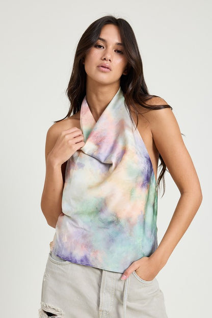 Gemma Tie Dye Cowl Neck Top