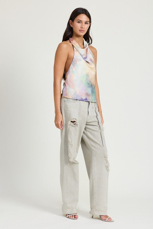 Gemma Tie Dye Cowl Neck Top