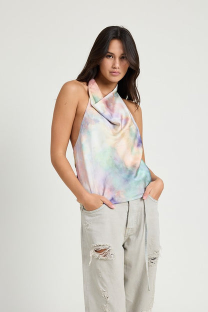 Gemma Tie Dye Cowl Neck Top