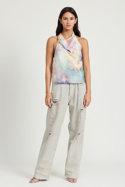 Gemma Tie Dye Cowl Neck Top