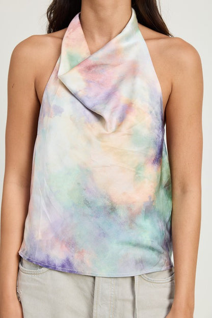 Gemma Tie Dye Cowl Neck Top