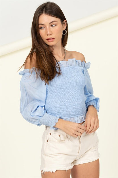 Evelyn Ruffle Puff Sleeve Off Shoulder Top