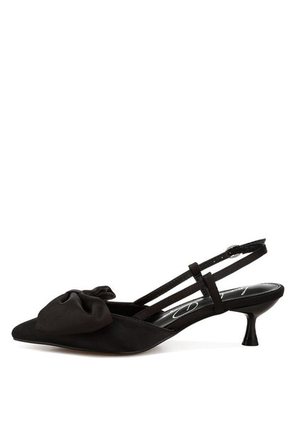 Oksha Satin Bow Slingback Sandals