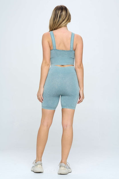 Myla Mineral Wash Biker Short Set