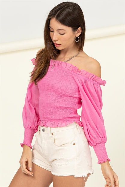 Evelyn Ruffle Puff Sleeve Off Shoulder Top