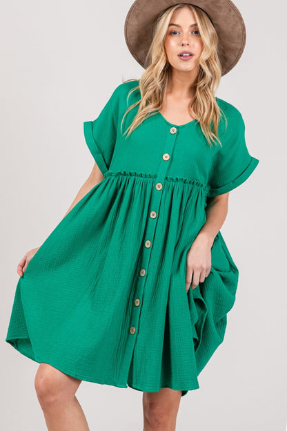 Haven Button Up Short Sleeve Dress