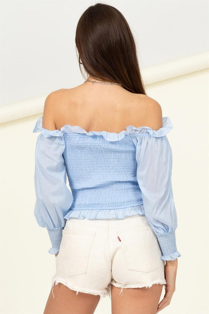 Evelyn Ruffle Puff Sleeve Off Shoulder Top