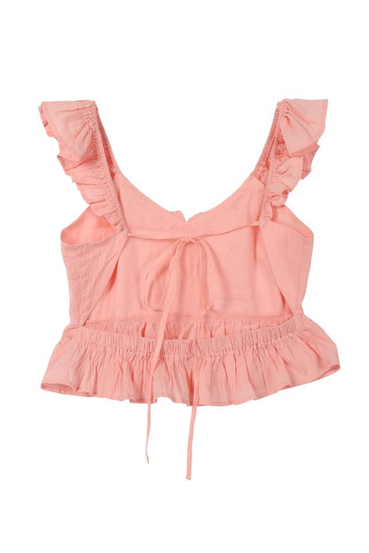 Holland Ruffle Eyelet Top - Peach