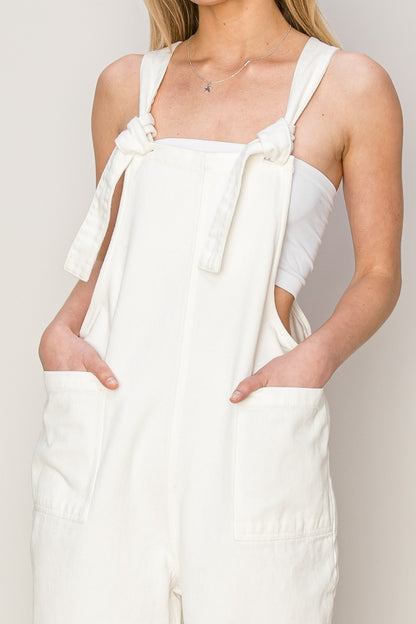 Arabella Twill Knotted Strap Overalls