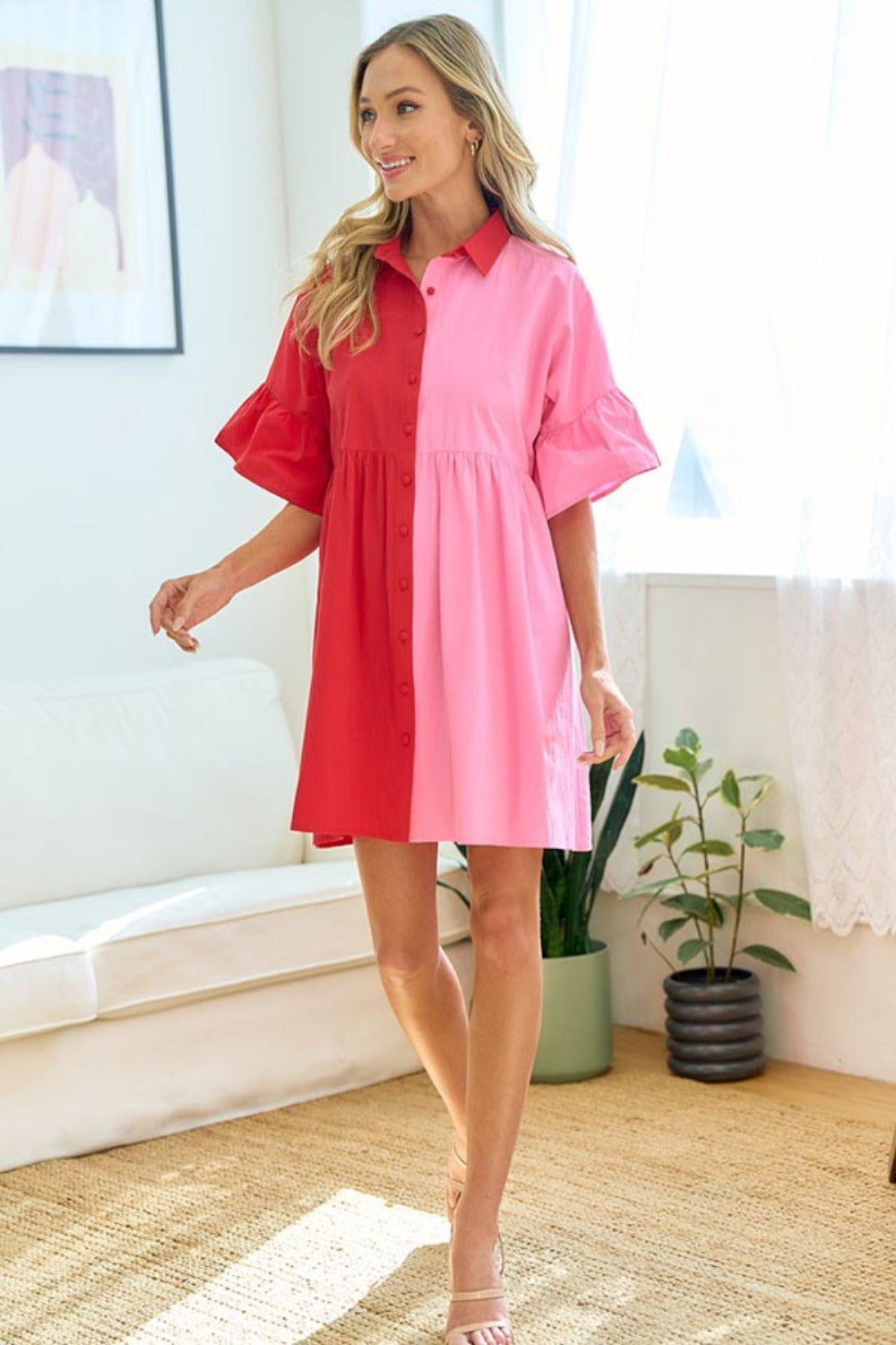 Jane Color Blocked Babydoll Dress