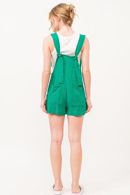 Ally Buttoned Tie-Back Romper