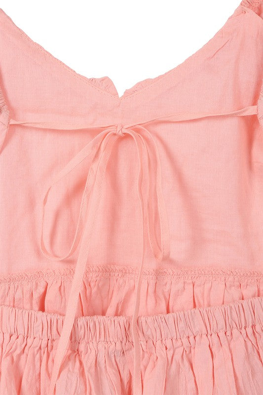 Holland Ruffle Eyelet Top - Peach