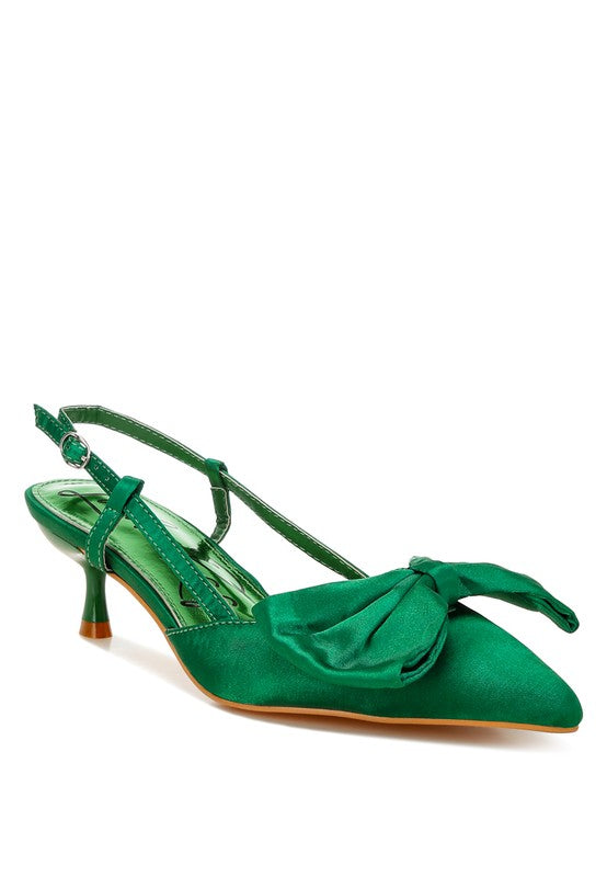 Oksha Satin Bow Slingback Sandals