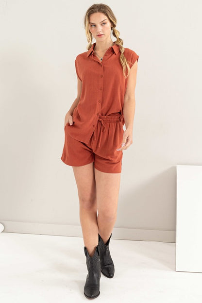 Maya Button Down Shorts Set