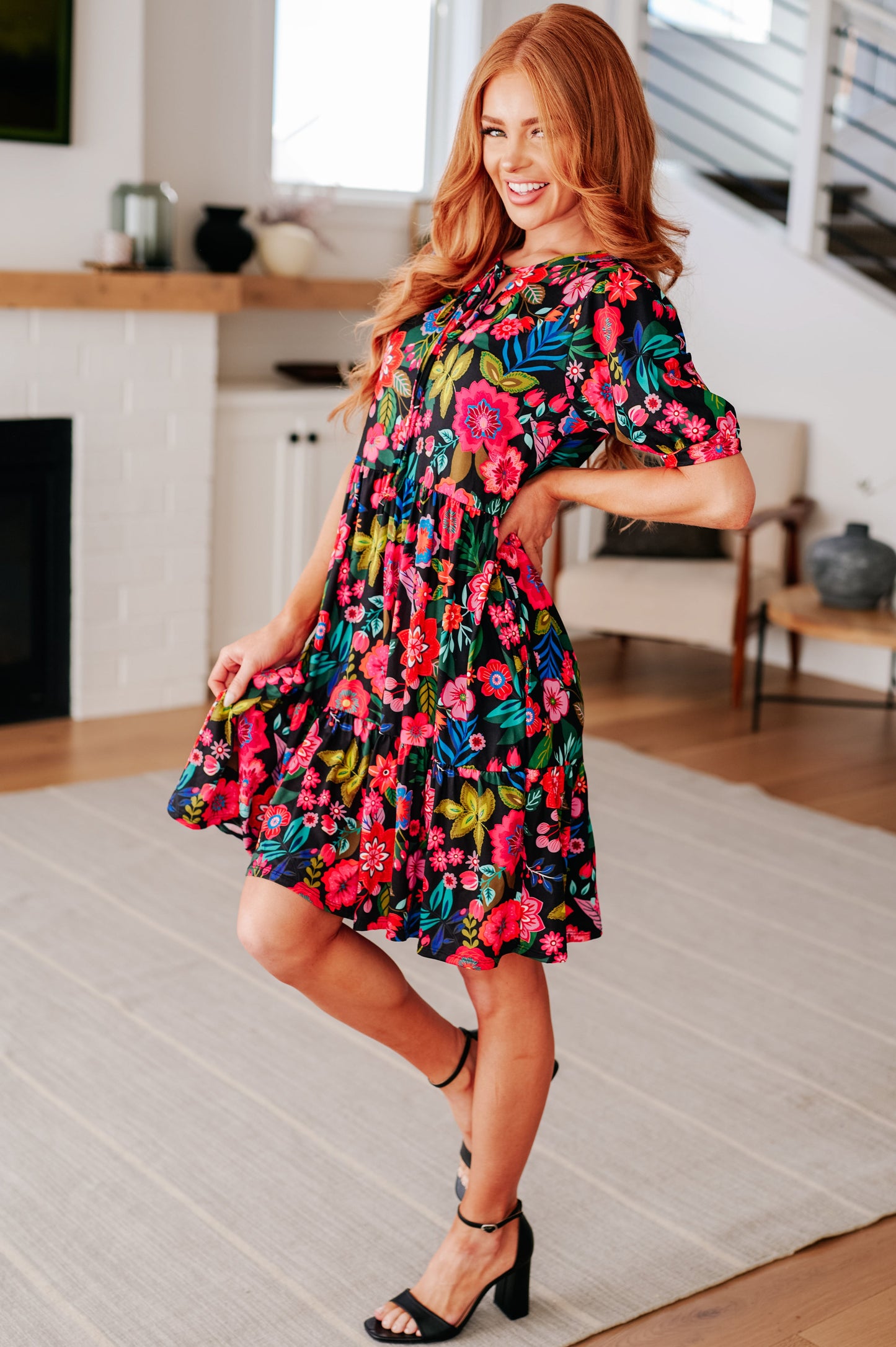 Kira Floral Tie Front Dress