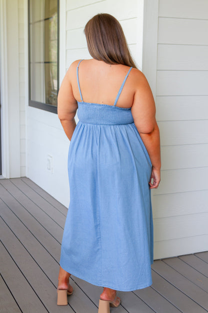 Carolina Smocked Tie Front Maxi Dress