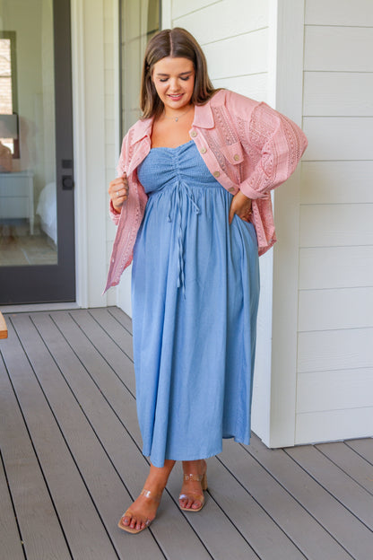 Carolina Smocked Tie Front Maxi Dress