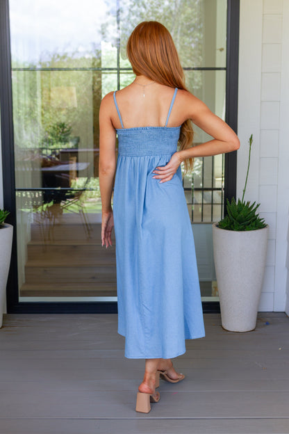 Carolina Smocked Tie Front Maxi Dress