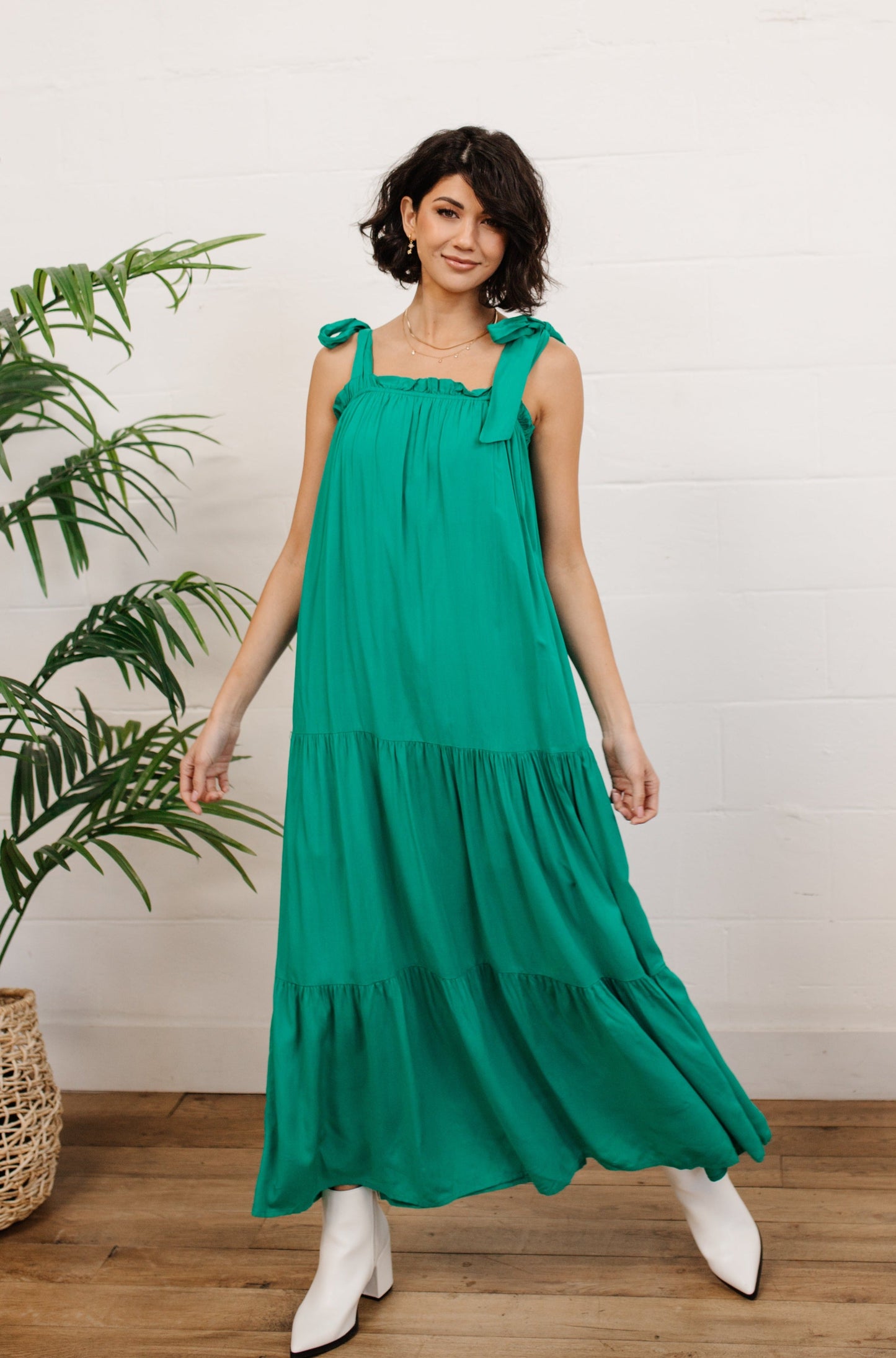 Carmen Tie Shoulder Tiered Maxi Dress