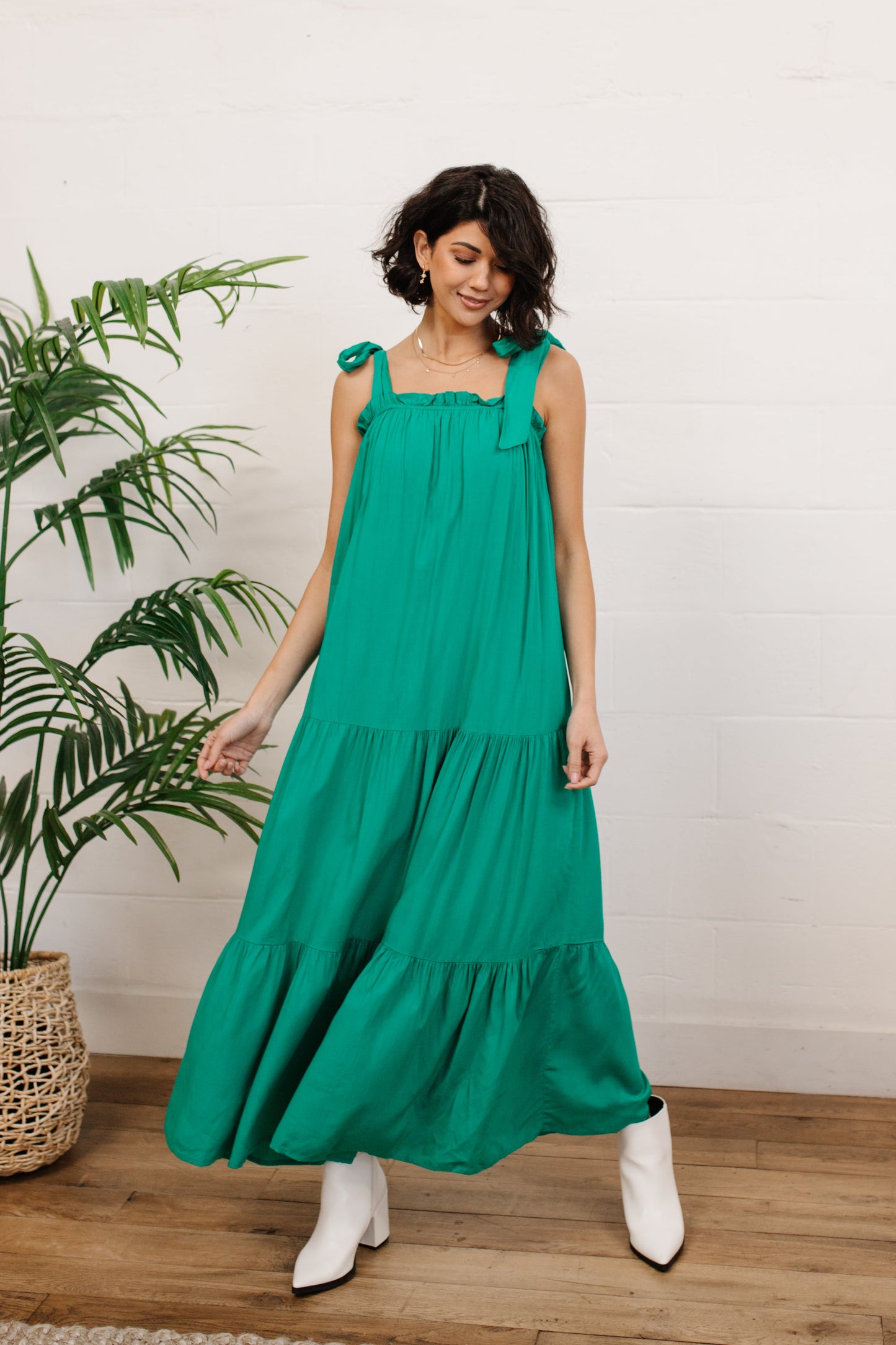 Carmen Tie Shoulder Tiered Maxi Dress