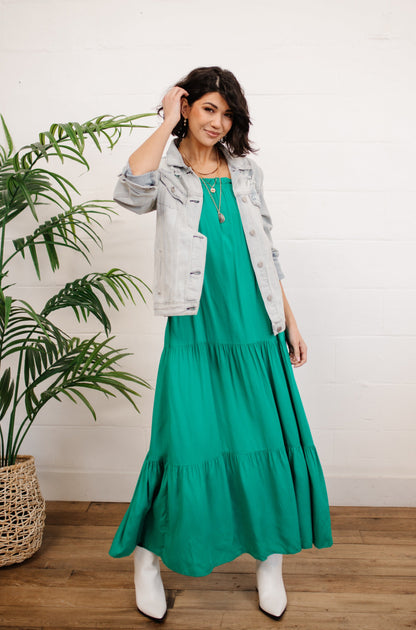 Carmen Tie Shoulder Tiered Maxi Dress