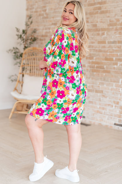 Markley Floral Bubble Sleeve Dress