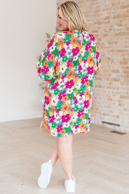 Markley Floral Bubble Sleeve Dress