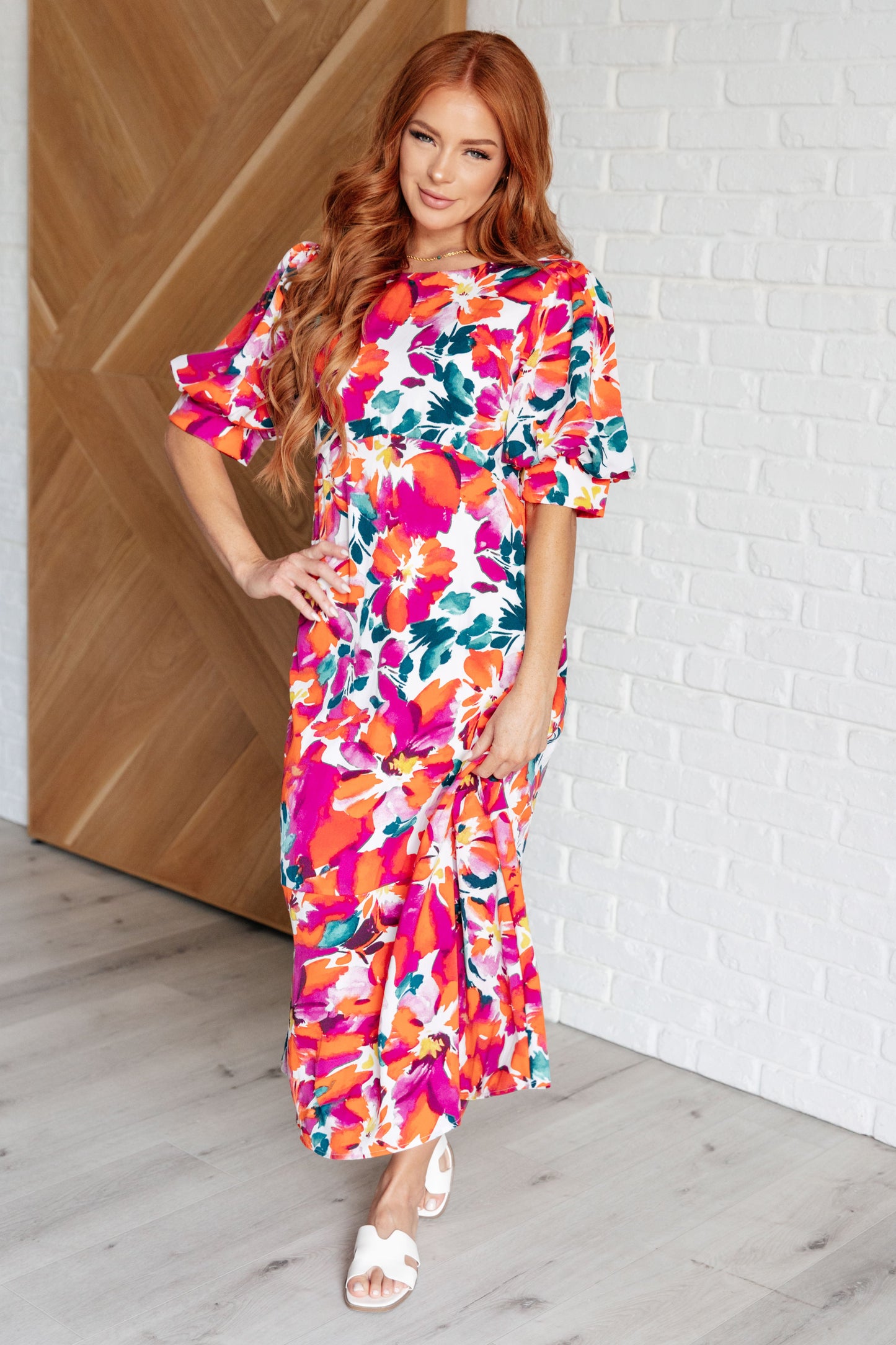 Veronica Balloon Sleeve Floral Maxi Dress