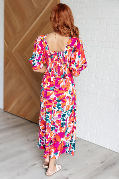 Veronica Balloon Sleeve Floral Maxi Dress