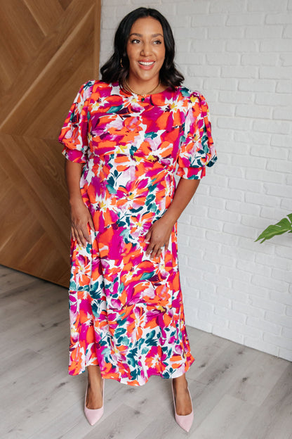 Veronica Balloon Sleeve Floral Maxi Dress