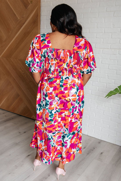 Veronica Balloon Sleeve Floral Maxi Dress