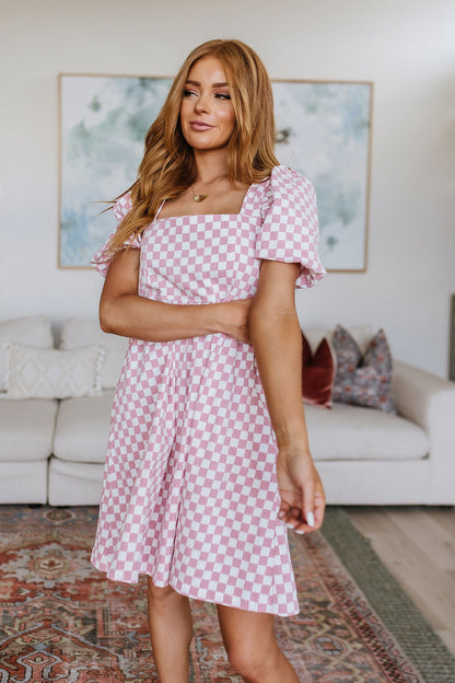 Jaycee Checkered Babydoll Dress