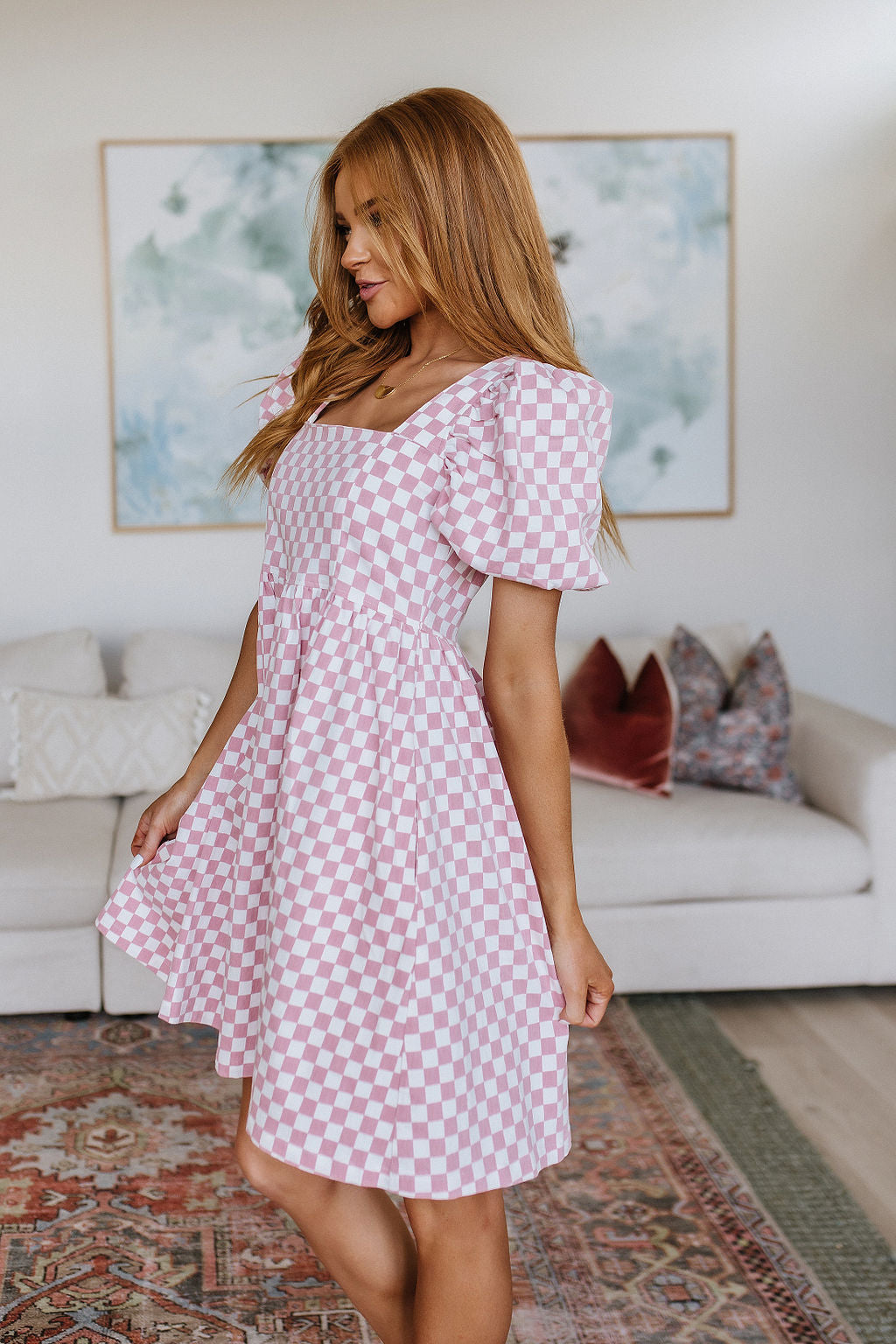 Jaycee Checkered Babydoll Dress