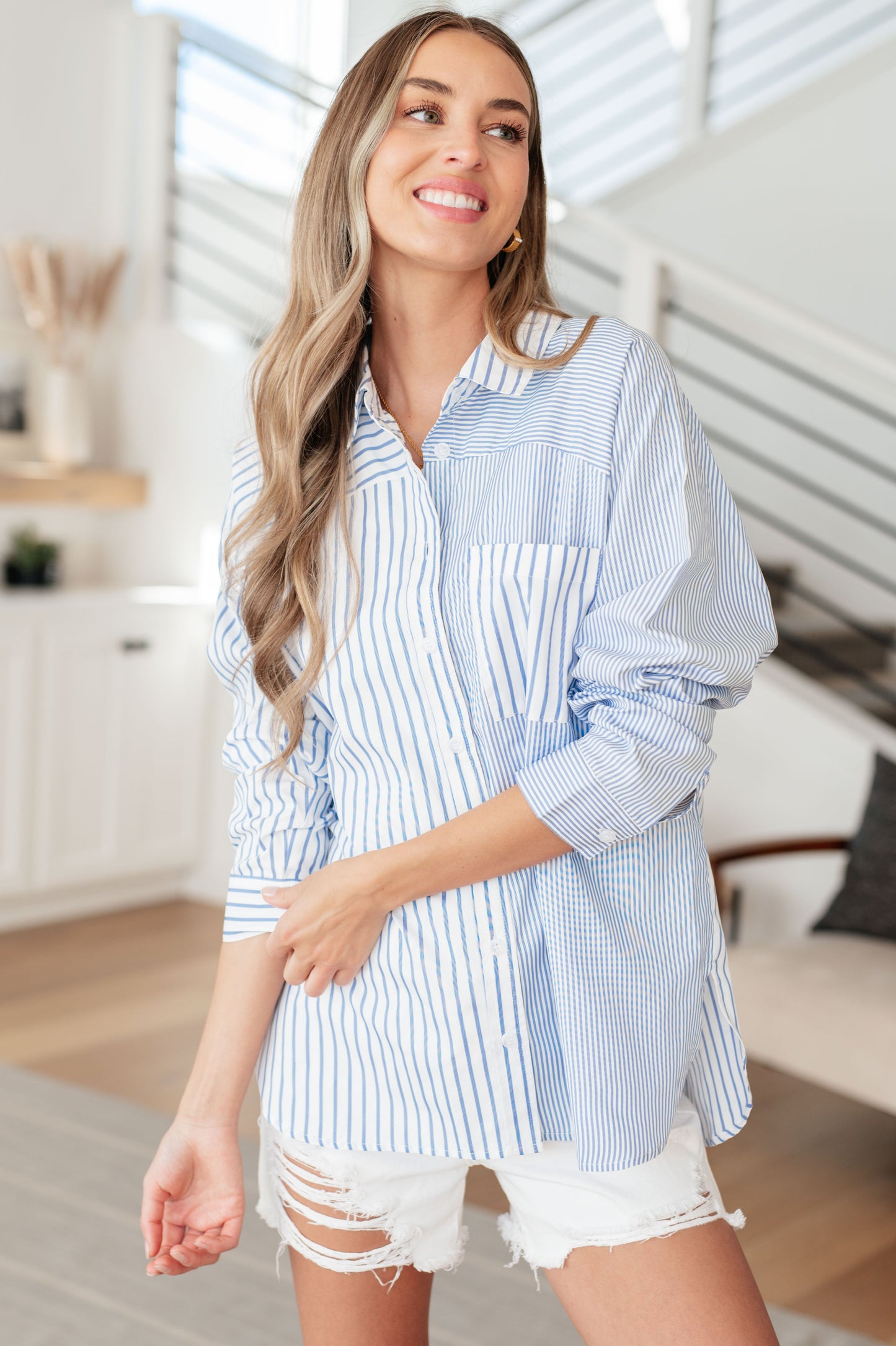 Collins Abstract Striped Button Down