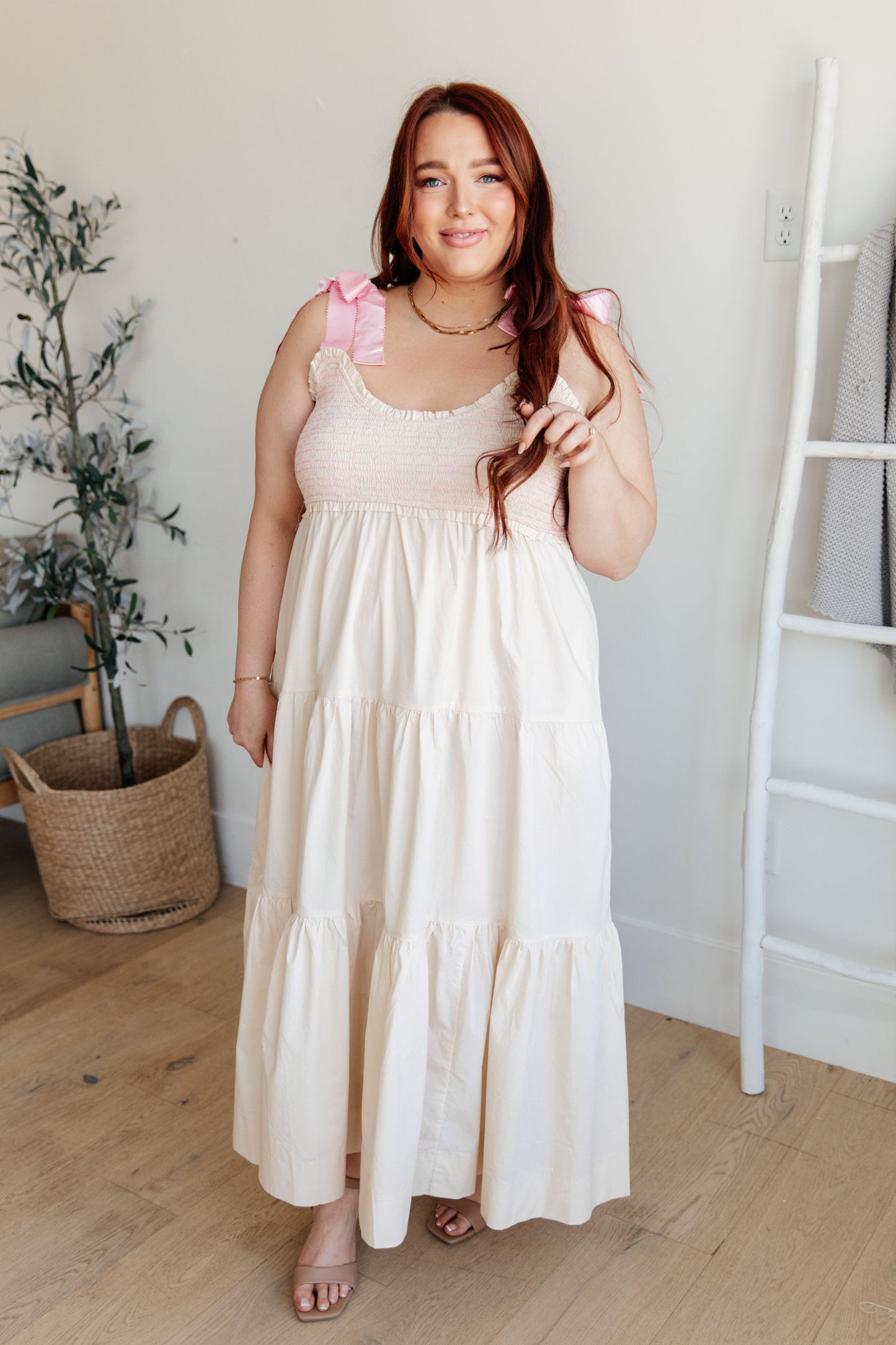 Everlee Bow Tie Tiered Maxi Dress