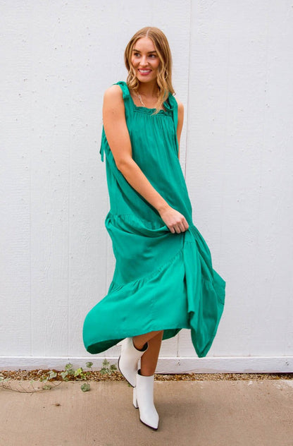 Carmen Tie Shoulder Tiered Maxi Dress