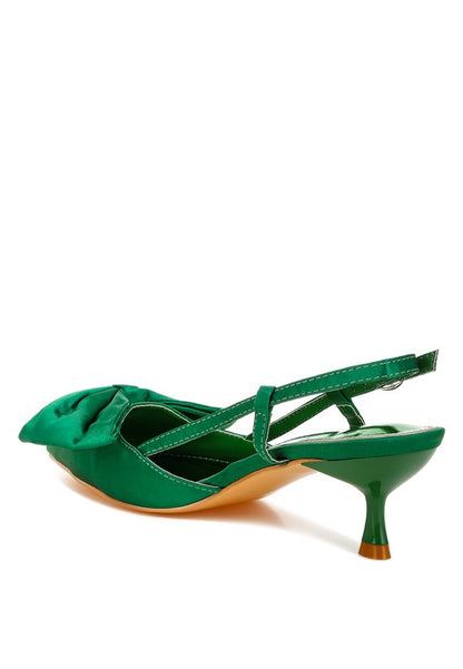 Oksha Satin Bow Slingback Sandals