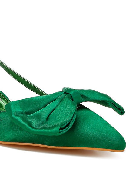 Oksha Satin Bow Slingback Sandals